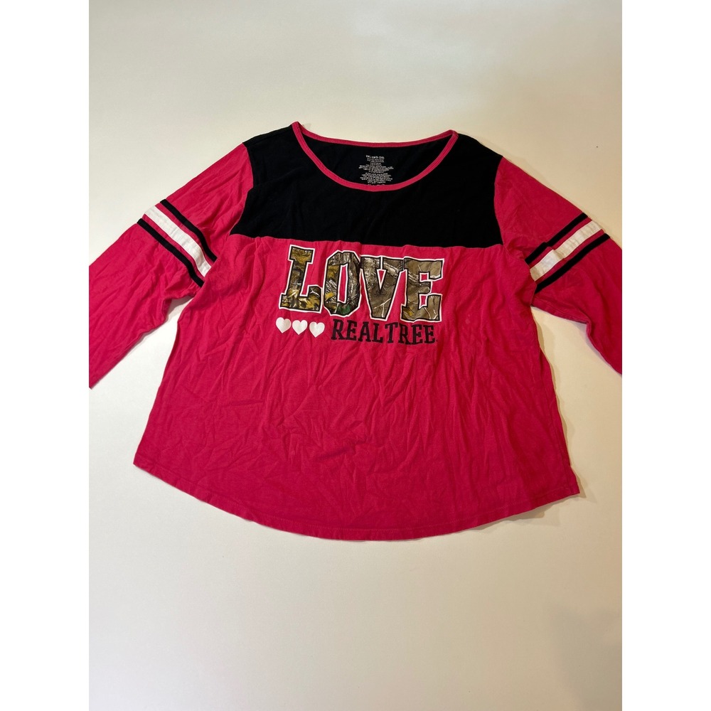 Realtree T-Shirt Women's 2XL Pink Camo Love Graphic Long Sleeve